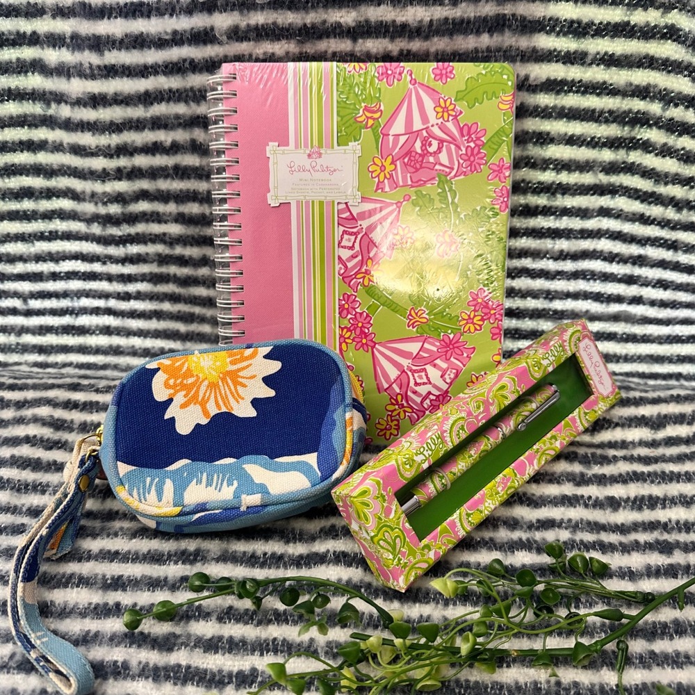 Lilly Pulitzer Assorted Lot Accessories Notebook Pen Mini Zip Pouch‎ NEW